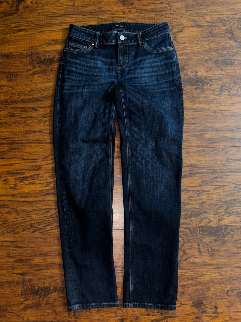 White House Black Market Jeans Dark Wash Straight Leg Crop Stretch Denim Pants